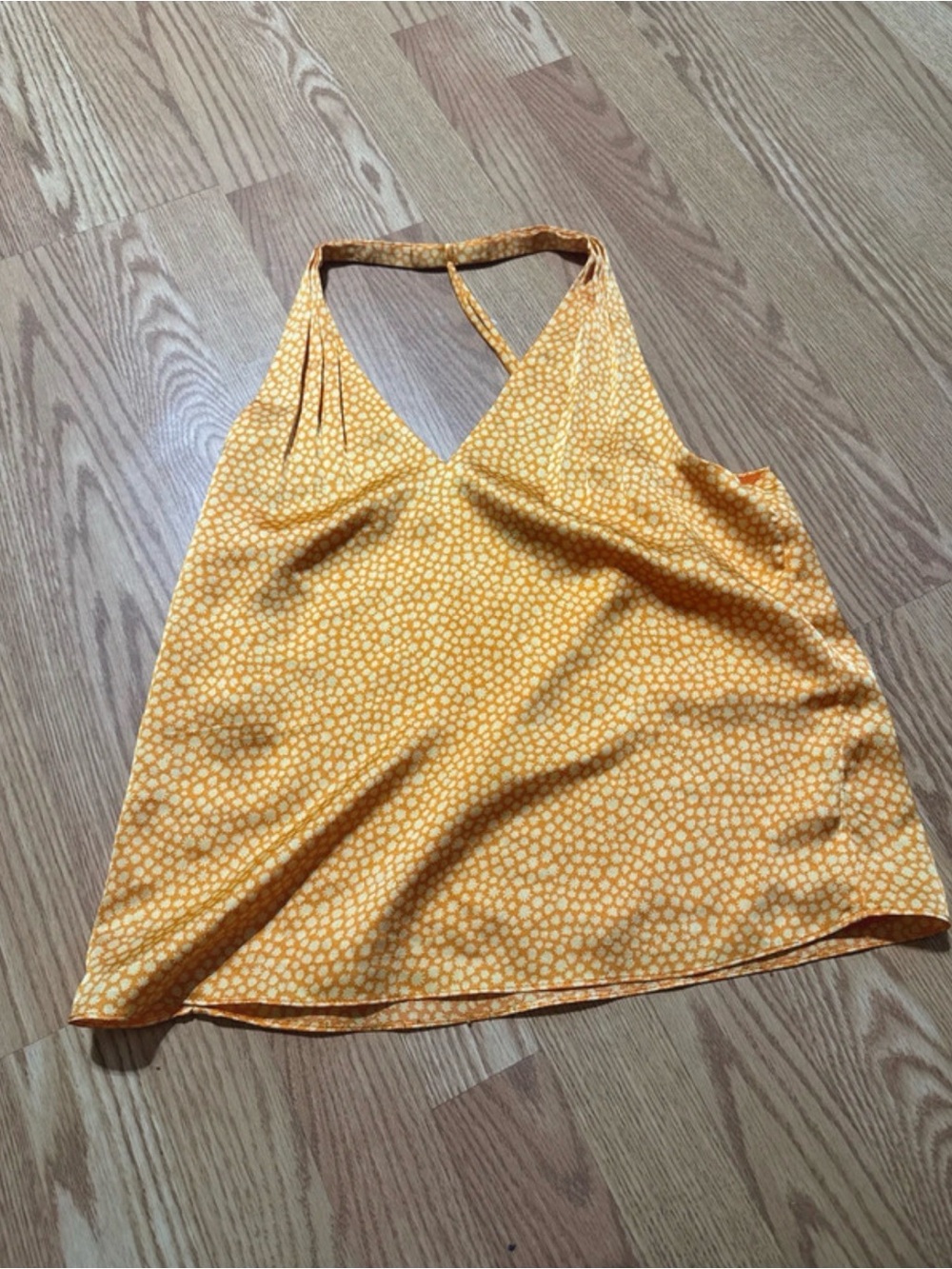 1. State Yellow Halter V-Neck Dotted Camisole